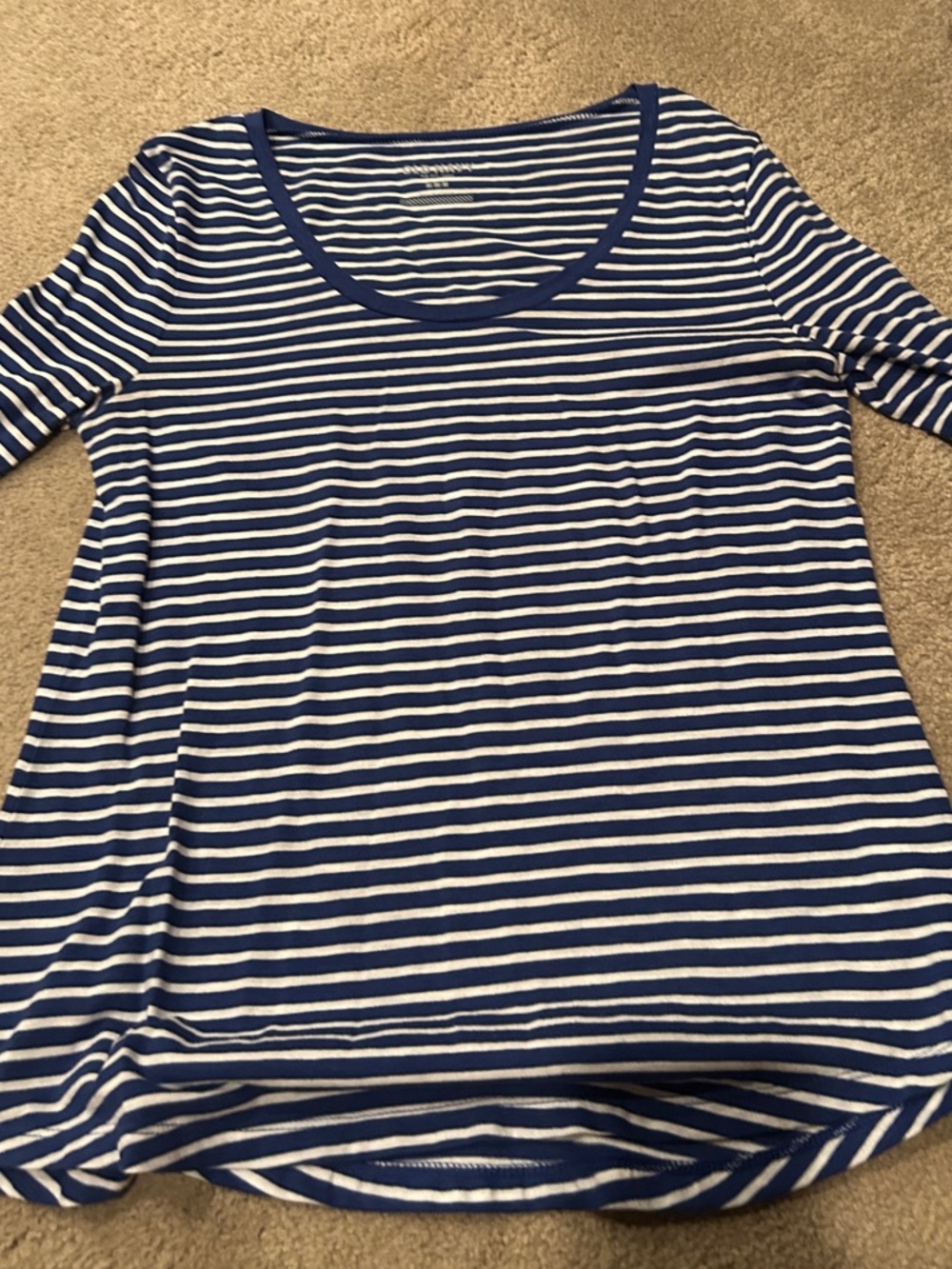 Old Navy Blue & White Striped Scoop Neck Tee